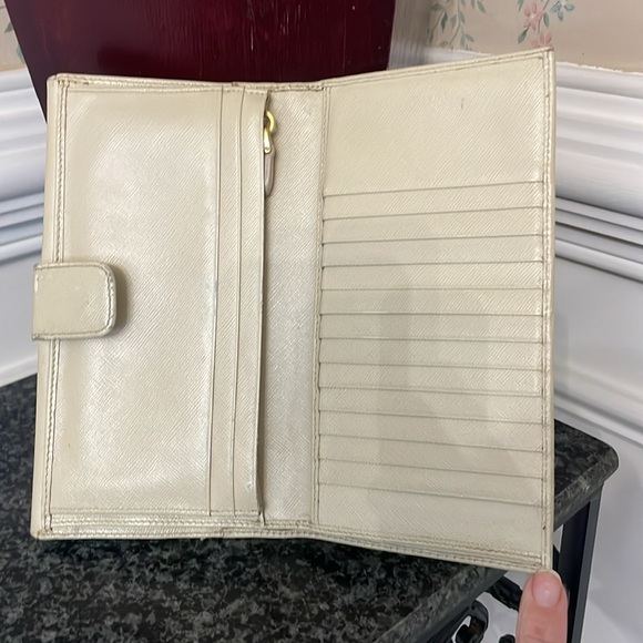 Prada Saffiano Tan Leather Long Fold Over Wallet Purse - Picture 5 of 14